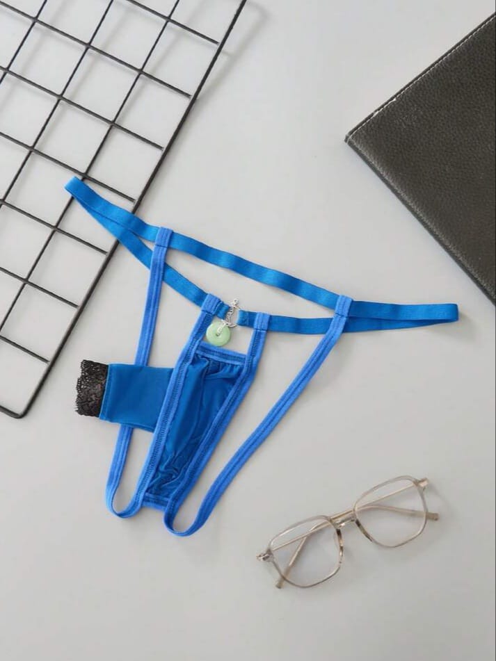 Men's Lace Patchwork Double C-Shaped Thong Underwear